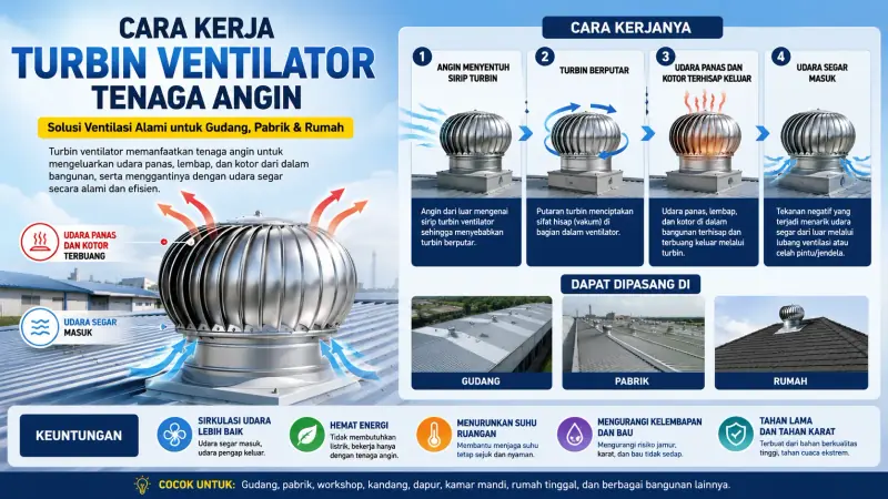 Thumbnail Turbin Ventilator Tenaga Angin (Roof Fan Ventilator) 2